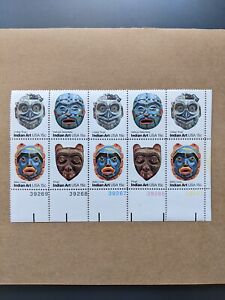 U.S. Indian Art Masks Full Sheet of 10 15c Stamps Scott #1834-37 MNH FREE SHIP