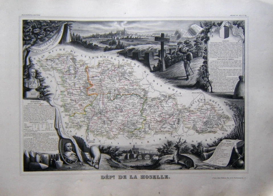 Belle et gande carte département de la Moselle. 1852 GRAND-EST - Photo 1/1