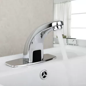 Automatic Electronic Sensor Touchless Mixer Faucet Hand Free Bathroom Chrome Tap - Picture 1 of 7