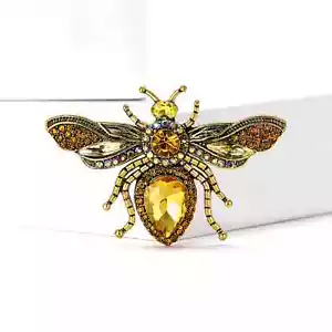 Cute Rhinestone Bee Brooch Women Party Accessories Insect Pearl Brooches Gift US - Picture 1 of 8