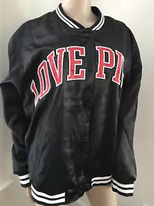 NWT Victoria's Secret Pink Bomber Jacket "Love Pink" Red and Black LARGE - Picture 1 of 9
