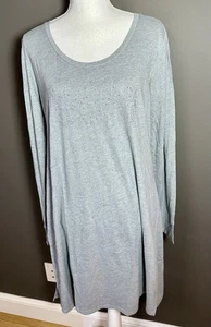 Neu mit Etikett Victoria’s Secret graues Schlafshirt Glitzer-Logo Größe XL lange Ärmel - Bild 1 von 3