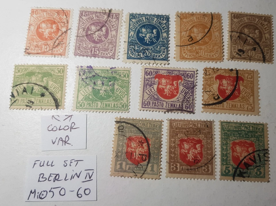 1919 Lituania Lietuva Berlín IV edición juego completo usado ENVÍO INTERNACIONAL GRATUITO Foto 1 de 1