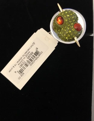Betsey Johnson Silver Tone Martini Glass & Olives Stretch Cocktail Ring 7.5 NWT - Image 1 of 4