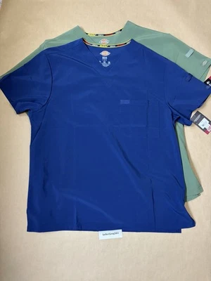 Dickies Scrubs EDS Signature Men V Neck Top Olive & Dark Blue,  Large, 2 Pack - Image 1 of 4