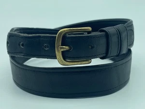 De Colección Coach Cinturón Cuero Negro Hebilla Latón 30"/75 cm Guante Bronceado 1" Ancho - Imagen 1 de 6
