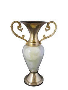 Vintage Hand Made Gold Tone Marble Vase - Picture 1 of 10