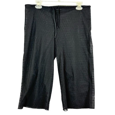 Bebe See Through Crop Pants Lace Mesh Swiss Dot Black Witchy Fits S/XS Stretch - Image 1 of 4