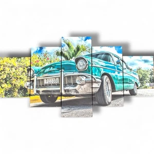 A Printed Canvas Poster Retro 1957 Chevy Chevrolet Cuban License Plate Miami Art - Picture 1 of 2