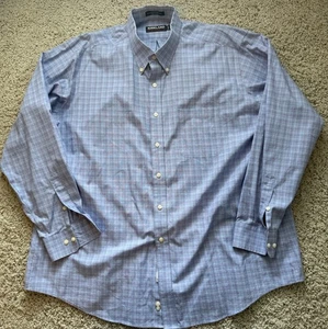 Camicia elegante uomo Kirkland blu rosso a quadri taglia 18/35 - Foto 1 di 5
