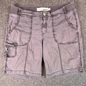 Sonoma Cargo Shorts Womens 10 Gray Elastic Waist Stretch Utility Outdoor Fit33x9 - Picture 1 of 10