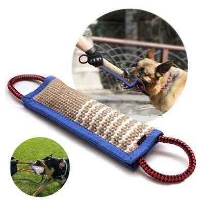 Dog Bite Tug Toy Interactive Play Jute Bite Stick W/ 2 Soft Handles Pillow Pet - Image 1 of 4