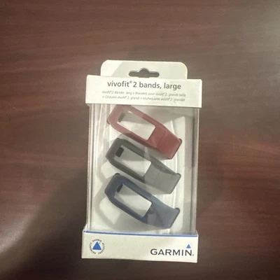 Nuevo Garmin Vivofit 2 Bandas Grandes Paquete de 3 Borgoña/Pizarra/Azul Marino (Rojo/Negro/Azul)  Foto 1 de 4