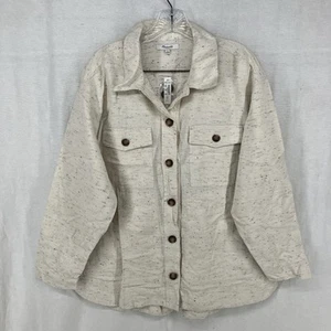 NUEVO CON ETIQUETAS Madewell Marfil Moteado Denim Chaqueta Mujer Talla Grande Algodón Botón Frontal - Imagen 1 de 17