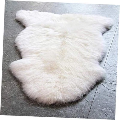  Alfombra de piel de oveja genuina de Nueva Zelanda, 2 pies x 3 pies natural (marfil amarillo-blanco) Foto 1 de 4