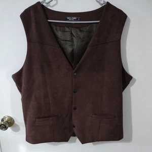 Paul Jones Vest Mens XL Brown Sueded Blend Pockets Button Front - Picture 1 of 7