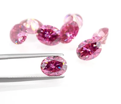 6x8mm 1.5ctPink Oval Cut Lab Grown Diamond VVS1 Clarity Loose Gemstone Certified - Image 1 of 3