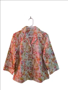 Christopher & Banks Damen-Top mit Knopfleiste M mehrfarbig geblümt - Bild 1 von 6