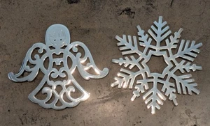 VTG Pair Italian Angel & Snow Flake Trivets F.B. Rogers 1980s Silverplate Metal - Picture 1 of 13