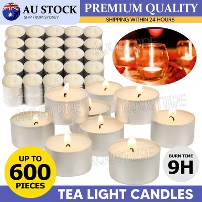 50-600x Tea Light Candles 9 Hour Tealight Candle Tea Lights Tealights White OZ - image 1 of 4