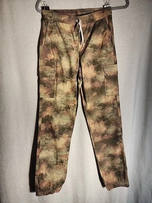 Lands End Girls Pull On Cotton Cargo Pants Size Large 10-12 Green Elastic Waist - Image 1 of 4