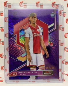 Lorenzo Lucca RC /250 PURPLE Shimmer 2022-23 Topps Finest UEFA NAPOLI #63 ITALY - Picture 1 of 2