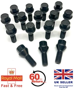 16 x Alufelgen Radschrauben M12 x 1,5 Kegel 17mm Sechskant schwarz für Daewoo Autos - Bild 1 von 6