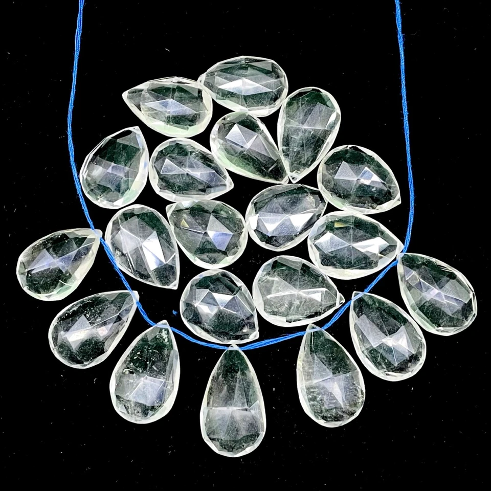 20 Pcs Natural White Quartz 20-25mm Drilled Almonds Loose Untreated Gemstones - Image 1 of 4