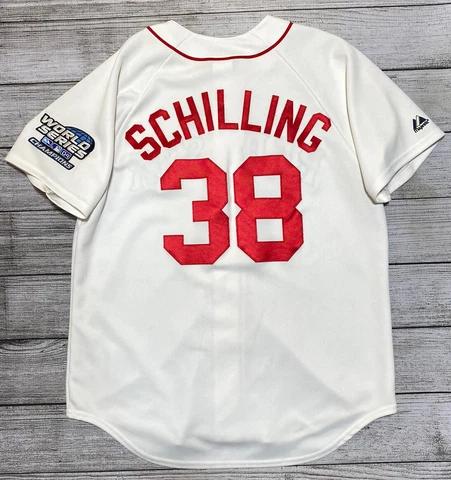 Majestic MLB 2004 World Series Boston Red Sox CURT SCHILLING #38 Jersey Sz L Cover