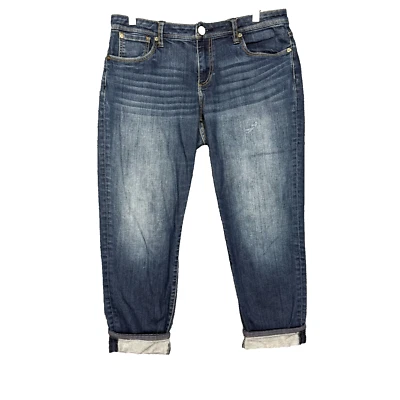 Kut From The Kloth Jeans Womens 10 Blue Catherine Slim Boyfriend Crop Sewn Cuffs - Image 1 of 4