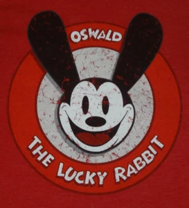 DISNEY PARKS DISNEYLAND OSWALD THE LUCKY RABBIT RED LARGE T-SHIRT K183 - Imagen 1 de 3