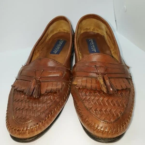 Giorgio Brutini Le Glove10.5 D Brown Leather Woven Tassel Loafer Shoe - Picture 1 of 10