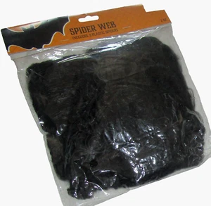 HALLOWEEN ~ Spider Web w/ 3 Plastic Spiders~ Black Web - Picture 1 of 1