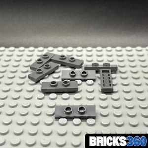 Lego New x8 Dark Gray Plate Modified 1 x 3 with 2 Studs Double Jumper - Picture 1 of 3