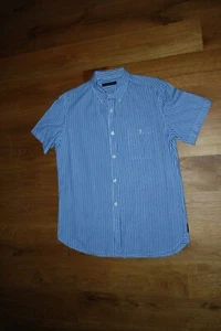 GENUINE 'FRENCH CONNECTION' BLUE / WHITE STRIPED S/S SHIRT (LARGE) - BNWOT - Picture 1 of 4