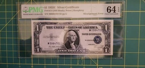 $1 1935E No Motto Silver Certificate FR 1613N PMG 64 EPQ - Misalignment Error - Picture 1 of 4