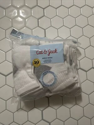 Calcetines tobilleros con suela acolchada Cat & Jack 10 pares zapatos medianos 9-21/2 blancos 1319 Foto 1 de 3