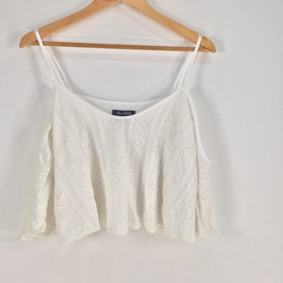 The fifth womens cami tank top size XS white sleeveless round neck cotton 040520 - Image 1 of 4