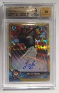 Bowman 2018 cromado Tristan Pompey oro automático refractor 41/50 primer Bowman BGS 9 10 - Imagen 1 de 2