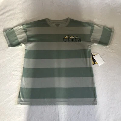 Minions Boys Green Striped Stretch Short Sleeve Graphic T-shirt Size L (10-12) - Image 1 of 4
