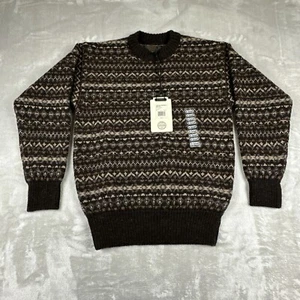 Filson Fairisle Crewneck Sweater Brown | Size XS | Made in Scotland | 100% Wool - Picture 1 of 10
