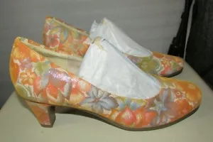 Women's AEROSOLES Leather Floral Heel Shoes Size 8 1/2 - Picture 1 of 6