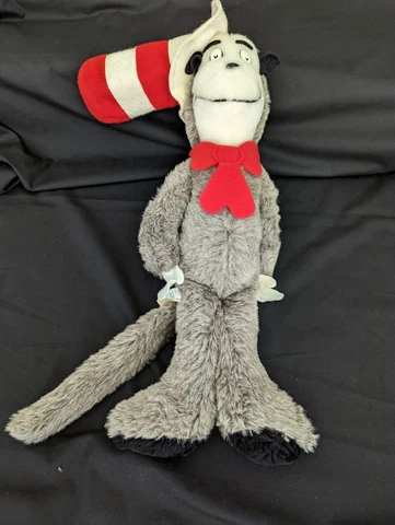 CAT IN THE HAT Dr Seuss Red, White Gray Plush Stuffed Toy by Eden 22" 1980 Cover