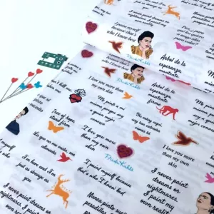 Quilten Baumwolle Robert Kaufman Frida Kahlo Zitate weiß (Meterware) - Bild 1 von 4