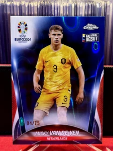 2023-24 Topps Chrome UEFA Euro Micky van de Ven Blue Lava Refractor #04/75 - Picture 1 of 2