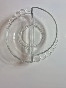 Vintage Duncan Miller Clear Glass 6” Two Section Divided Relish Nut Candy Dish - Picture 1 of 13