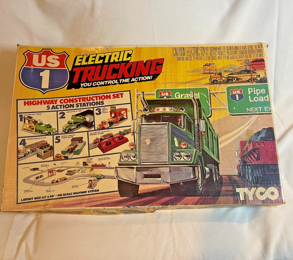 Juego de construcción de carretera vintage Tyco US1 camión eléctrico 3212 caja original Foto 1 de 4
