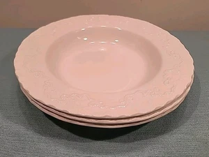 SET OF 3 Wedgwood Ralph Lauren CLAIRE White Porcelain Rimmed 9 1/8" Soup Bowls - Picture 1 of 6