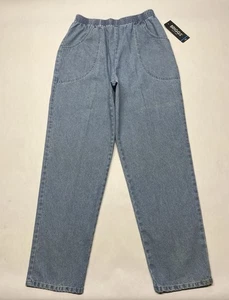 VTG Briggs Bareback Elastic Pull On Baggy Tapered Mom Jeans Sz 14 80s 90s Flaws - Picture 1 of 24
