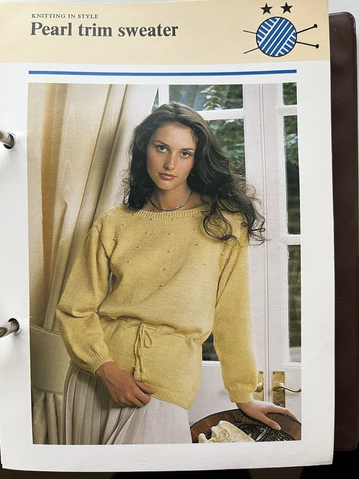 Original Knitting Pattern - Ladies Pearl Trim Sweater Jumper Top - Image 1 of 1